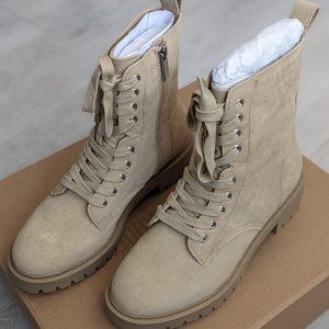 Steve Madden Taupe Checker Lug Sole Combat Boot (Women)